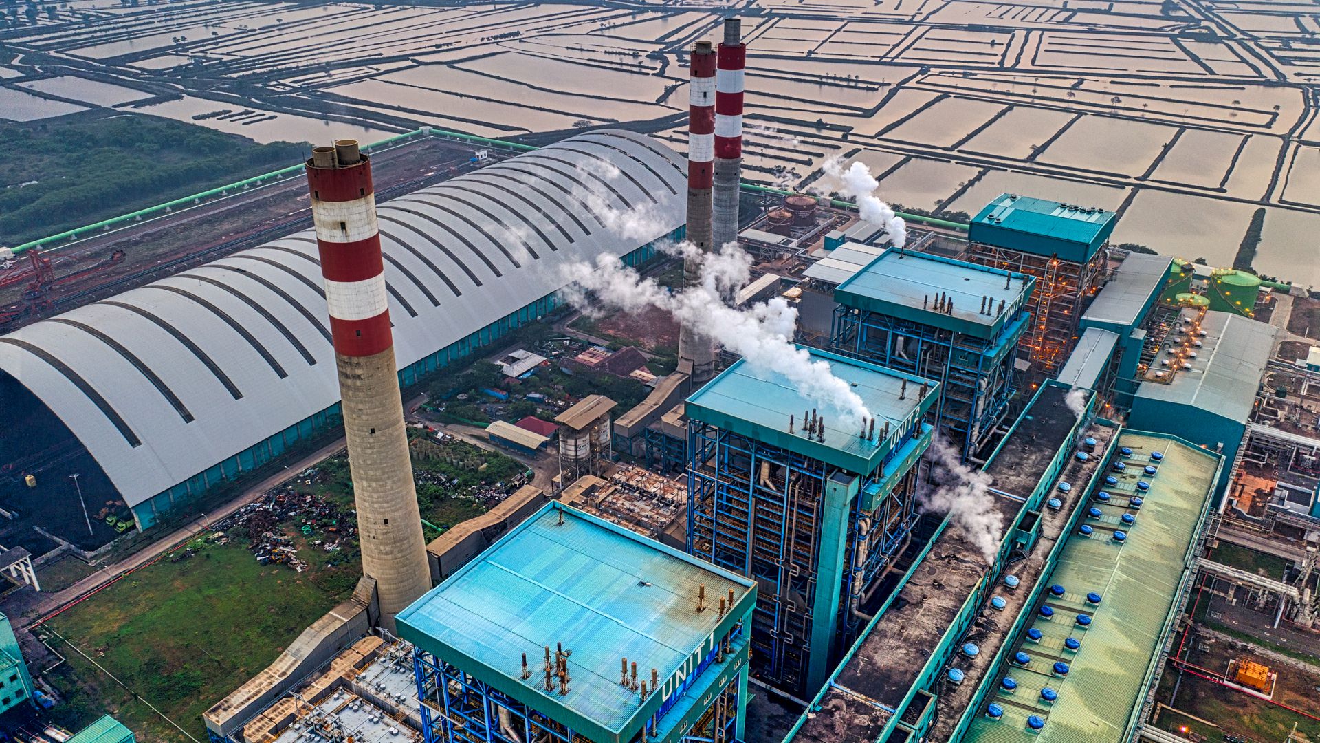 Aerial view of an industrial manufacturing plant